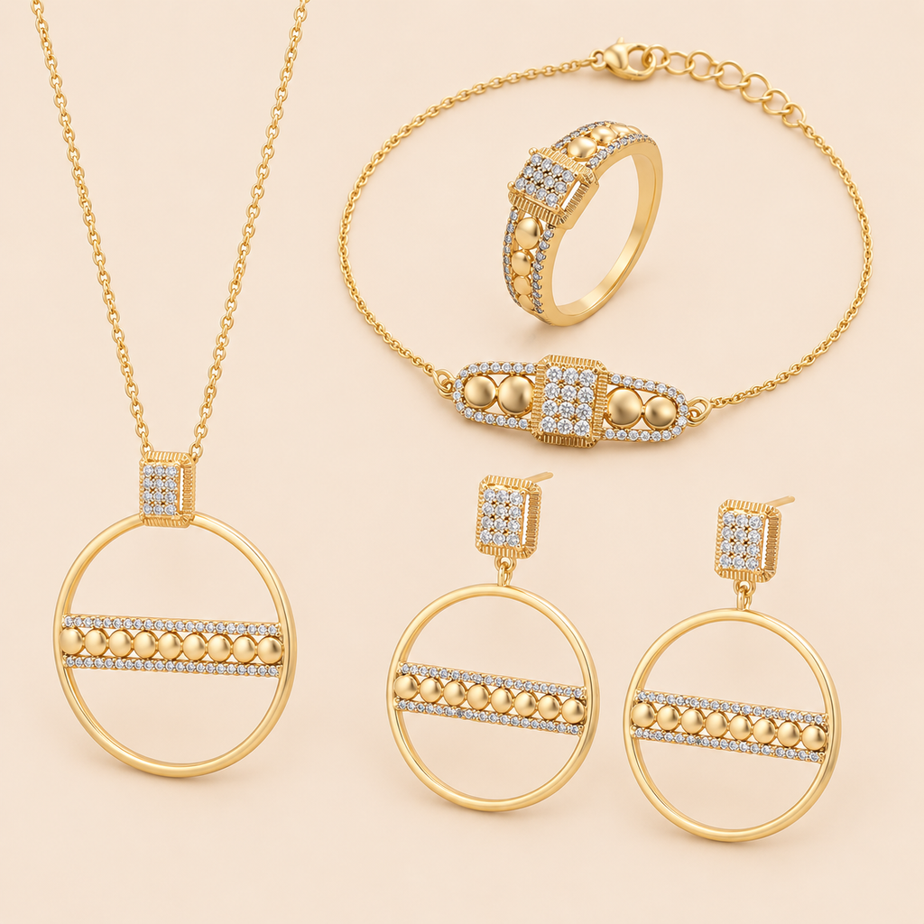 Gaela - Parure tendance et épurée, Plaquée or 14 carats — fond crème