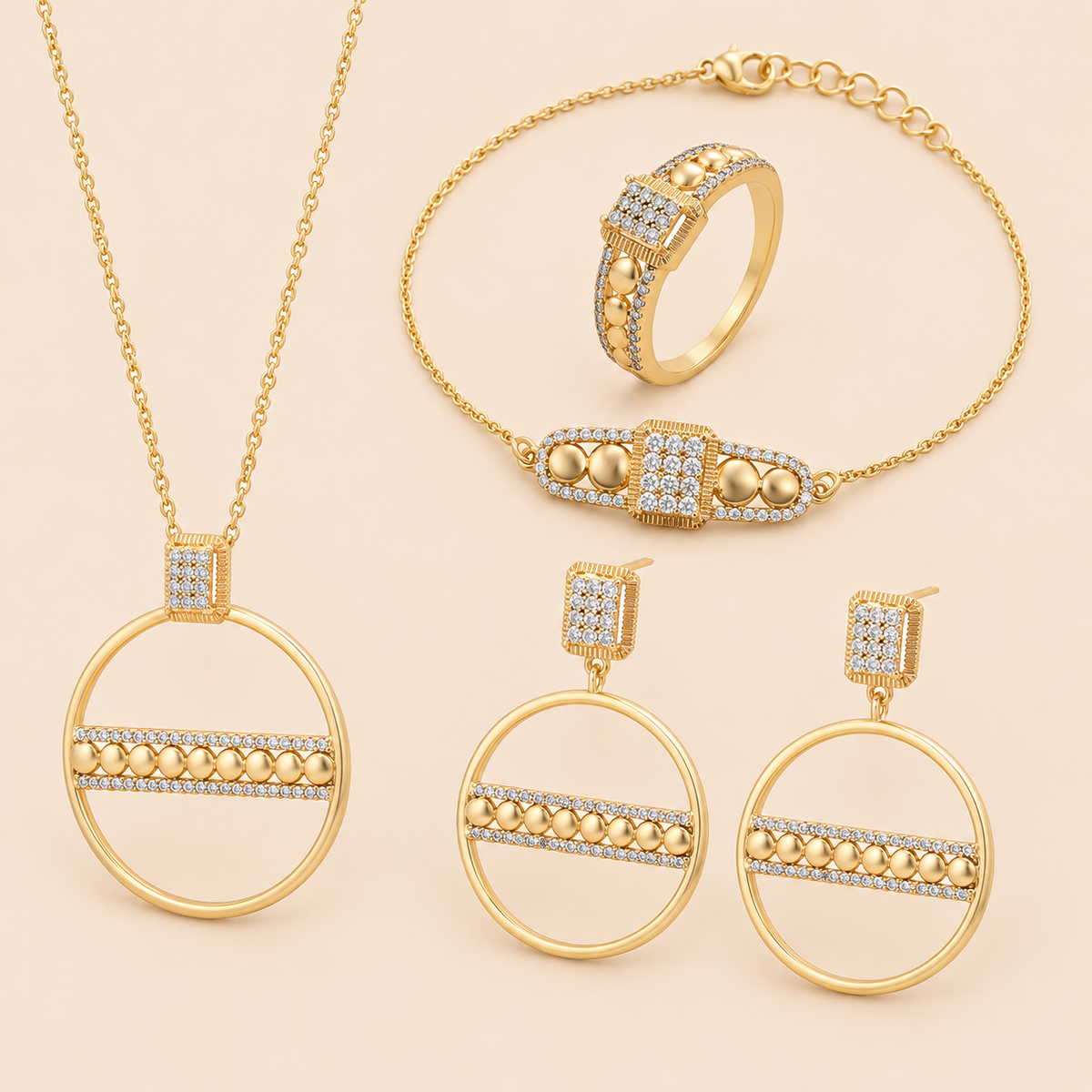 Gaela - Parure tendance et épurée, Plaquée or 14 carats — fond crème